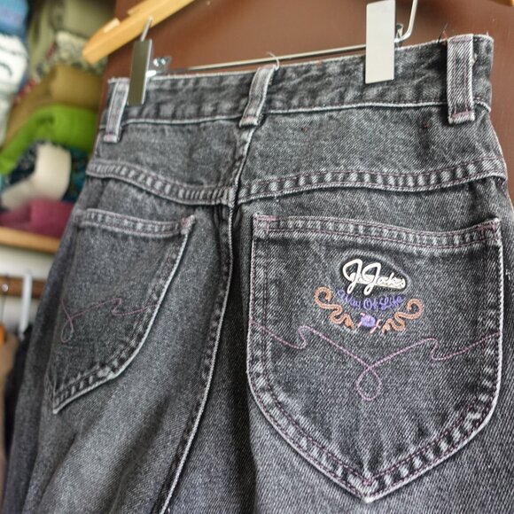Vintage Black Washed out Jeans with pink stitching - Picture 3 of 5